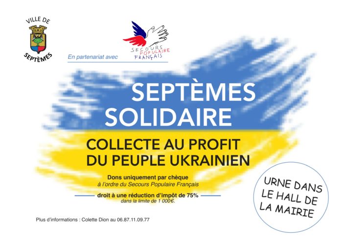 Septèmes solidaire du peuple Ukrainien, collecte de dons en mairie