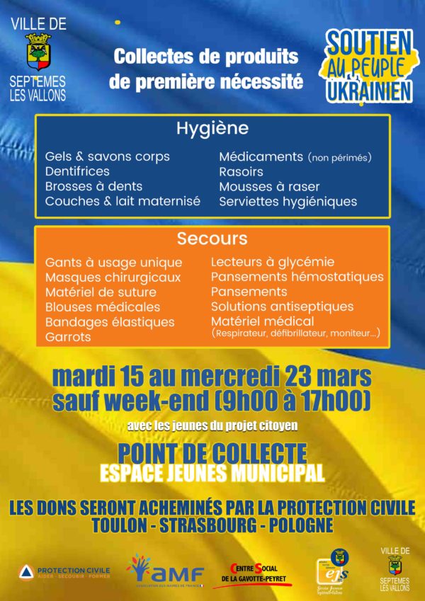 Dons urgents / Secours Hygiène Scolarité - Liban et Ukraine