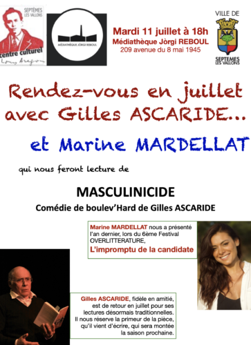 Lecture publique de “Masculinicide”, une comédie de boulev’Hard de Gilles Ascaride