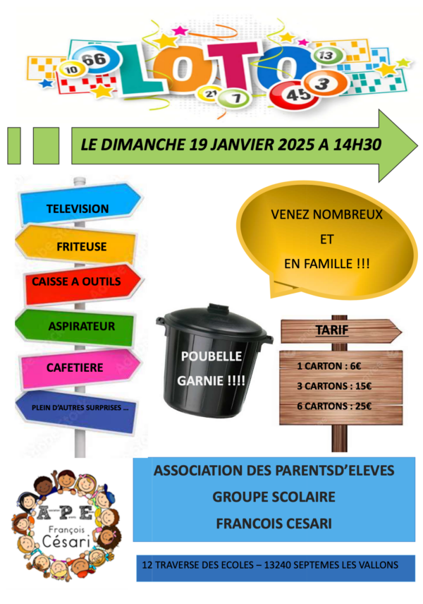 Loto de l'APE du groupe scolaire François Césari