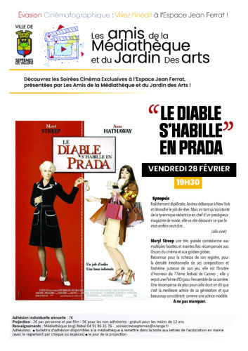 Soirée ciné “Le diable s’habille en Prada”