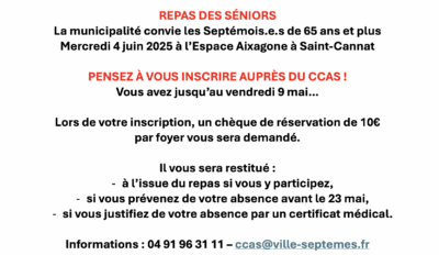Repas des Seniors, pensez à vous inscrire !