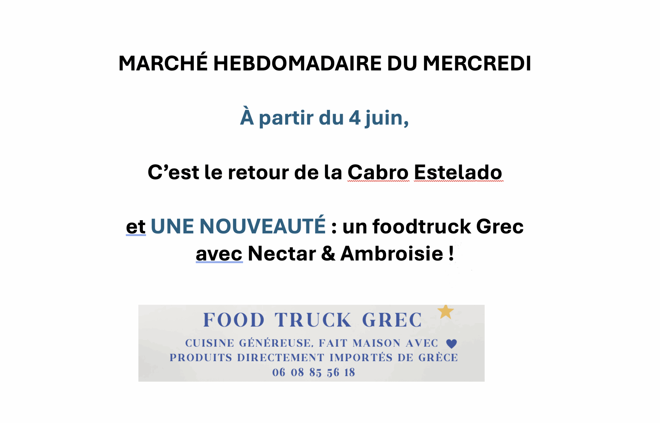 Marché du mercredi : nouveau foodtruck de cuisine grecque !