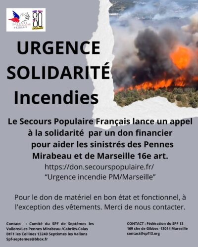 Appel à solidarité pour aider les sinistrés des incendies