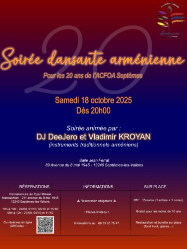 Soirée dansante arménienne – les 20 ans de l’ACFOA