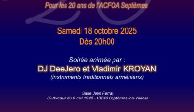 Soirée dansante arménienne – les 20 ans de l’ACFOA