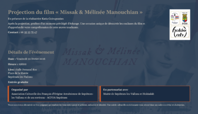 Projection du film “Missak & Mélinée Manouchian”